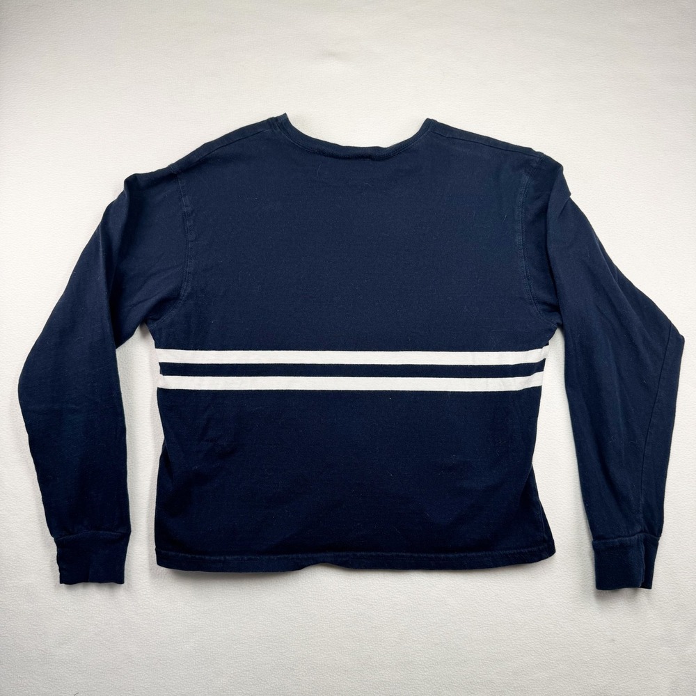 John Galt Brandy Melville Navy White Striped Long Sleeve Shirt Size Small - Picture 2 of 4